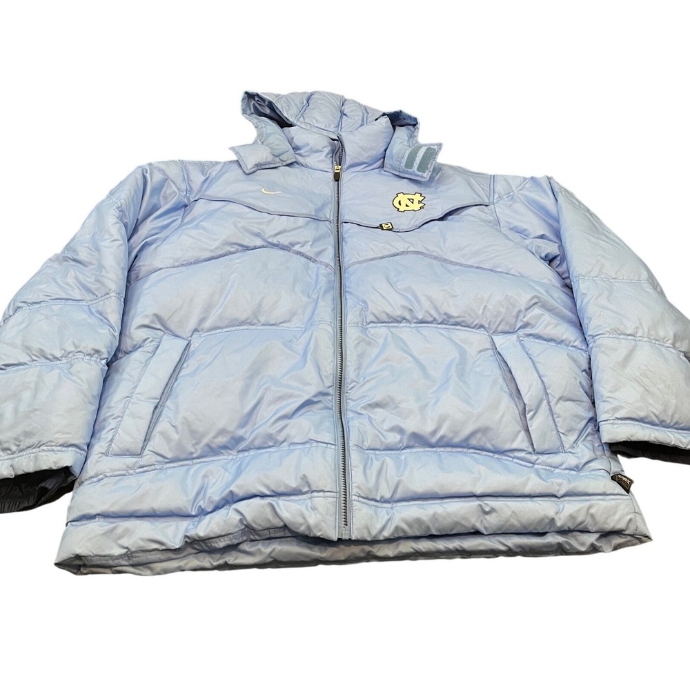 Team Nike Puffer Jacket Mens 3XL Blue UNC Tar Heels NCAA Hooded Down Fill Coat